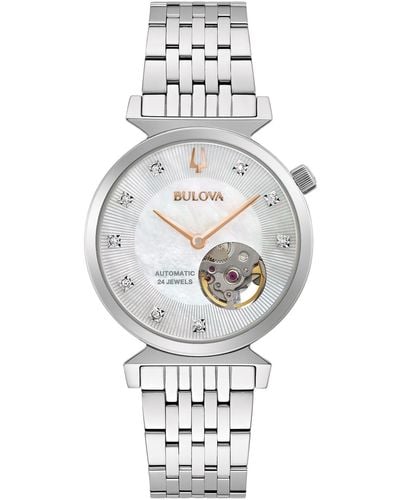 Bulova Automatic Classic Regatta Diamond-accent Stainless Steel Bracelet Watch 32.2mm - Metallic