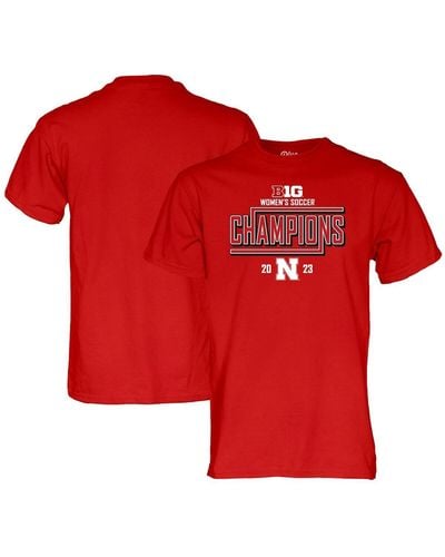 Blue 84 And Nebraska Huskers 2023 Big Ten Soccer Regular Season Champions Locker Room T-shirt - Red