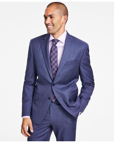 Michael Kors Classic-fit Wool-blend Stretch Solid Suit Jacket - Blue
