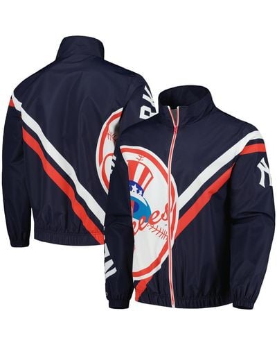 Mitchell & Ness New York Yankees Exploded Logo Warm Up Full-zip Jacket - Blue