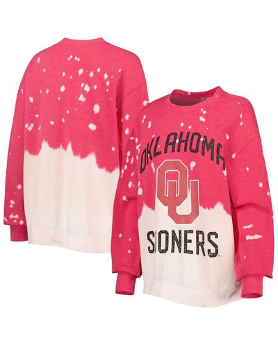 Gameday Couture Oklahoma Sooners Twice As Nice Faded Dip-dye Pullover Sweatshirt - Pink