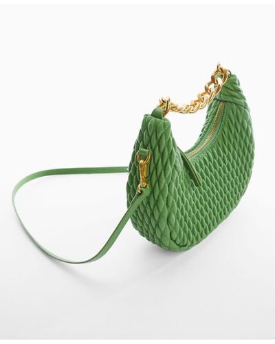 Mango Textured Chain Handbag - Green