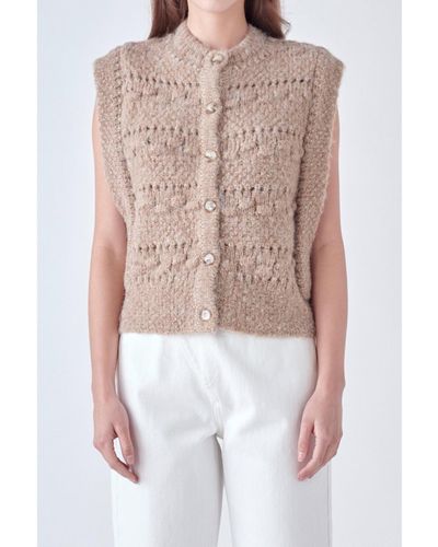 English Factory Chunky Textured Knit Vest - White