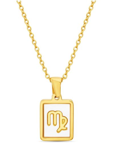 Kensie Gold-tone Tag Zodiac Sign Pendant Necklace - Metallic