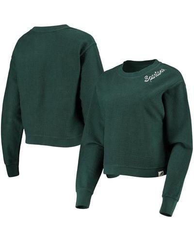 League Collegiate Wear Michigan State Spartans Corded Timber Cropped Pullover Sweatshirt - Green