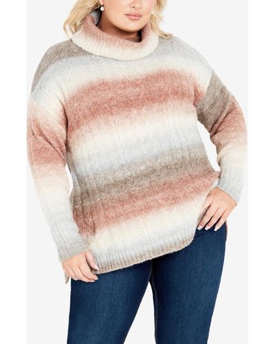 Avenue Plus Size Alana High Low Sweater - Natural