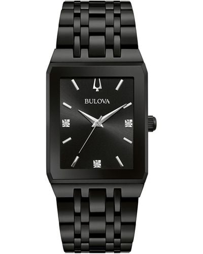 Bulova Futuro Diamond-accent Black Stainless Steel Bracelet Watch 45x30mm - Green