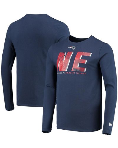 KTZ New England Patriots Combine Authentic Static Abbreviation Long Sleeve T-shirt - Blue