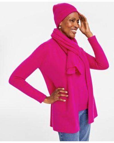 Charter Club Cashmere Beanie Scarf Cardigan Sweater Created For Macys - Pink