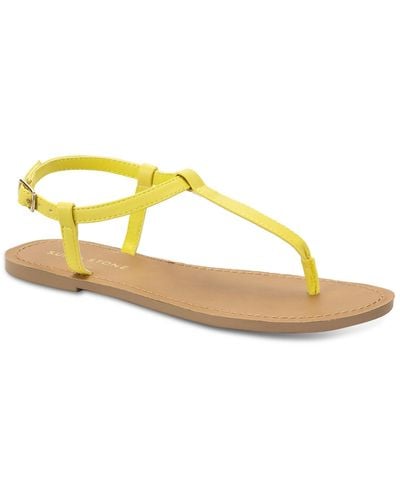 Sun & Stone Sun + Stone Krisleyy T Strap Thong Flat Sandals - Metallic