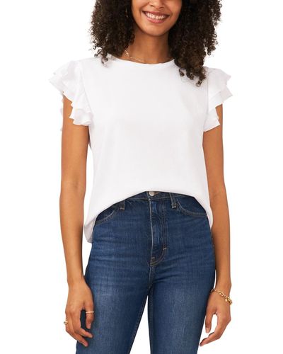 Vince Camuto Tiered Ruffled-sleeve T-shirt - Blue