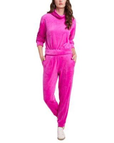 1.STATE Velour Turtleneck Top Pull On Pants - Pink