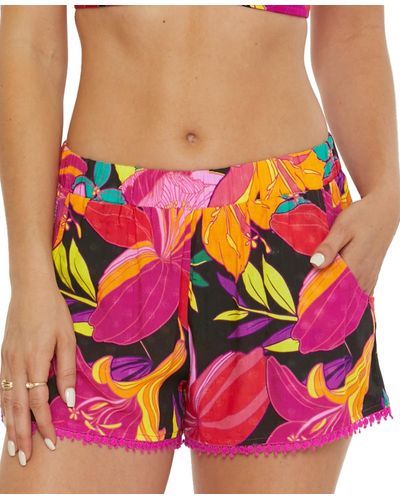 Trina Turk 2.5" Solar Floral Shorts Cover-up - Pink