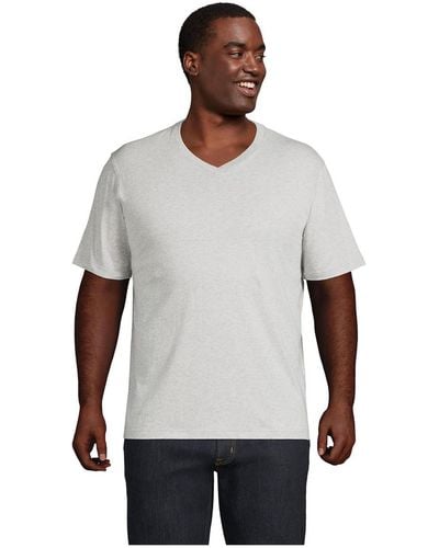 Lands' End Big & Tall Super-t Short Sleeve V-neck T-shirt - White