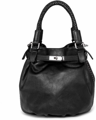 Old Trend Genuine Leather Pumpkin Bucket Bag - Black