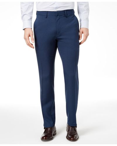Kenneth Cole Modern-fit Micro-check Dress Pants - Blue