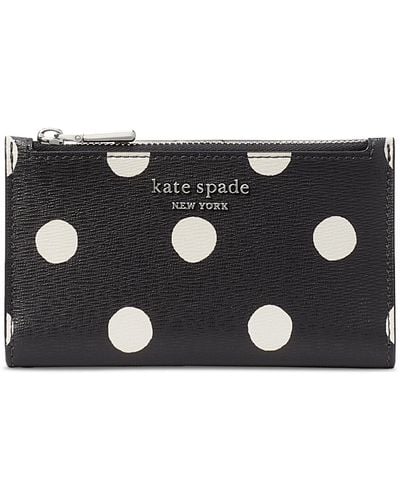 Kate Spade Morgan Sunshine Dot Saffiano Leather Slim Bifold Wallet - Black