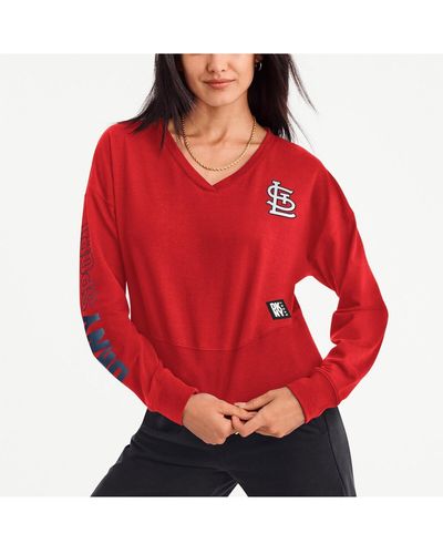 DKNY Sport St. Louis Cardinals Lily V-neck Pullover Sweatshirt - Red