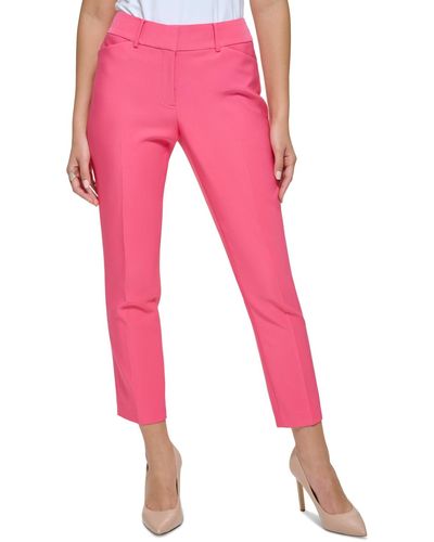 Tommy Hilfiger Solid Slim-fit Straight-leg Trouser Pants - Pink