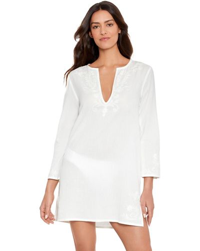Lauren by Ralph Lauren Embroidered Tunic Cover-up - White