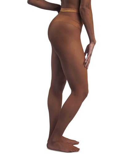 Nude Barre Fishnet Tights - Brown