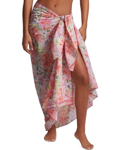 Lauren by Ralph Lauren Floral-print Pareo Cotton Cover-up - Red
