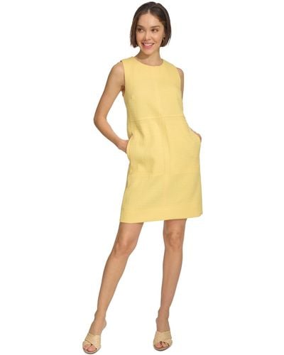 Tommy Hilfiger Round-neck Sleeveless Shift Dress - Yellow