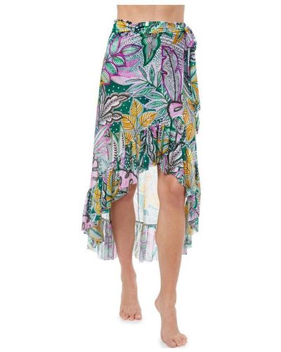 Gottex Tropic Boom Wrap Mesh Skirt Swim Cover Up - Blue