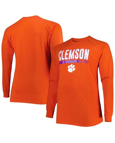 Profile Clemson Tigers Big And Tall Two-hit Raglan Long Sleeve T-shirt - Orange