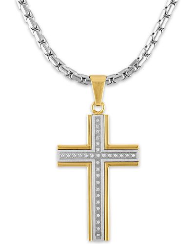 Macy's 1/6 Carat Diamond Cross Pendant 22" Chain - Metallic
