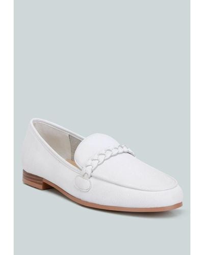 Rag & Co Kita Braided Strap Detail Loafers In - White