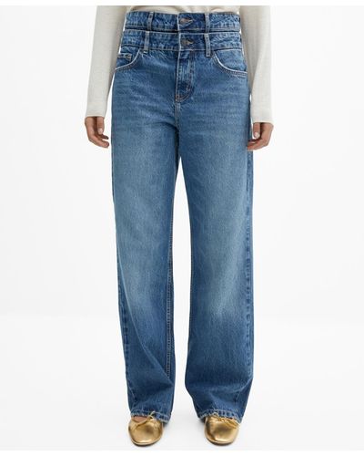 Mango Double-waist Straight Jeans - Blue