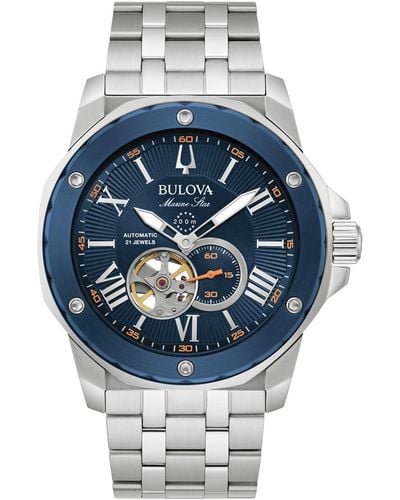 Bulova Automatic Marine Star Stainless Steel Bracelet Watch 45mm - Gray