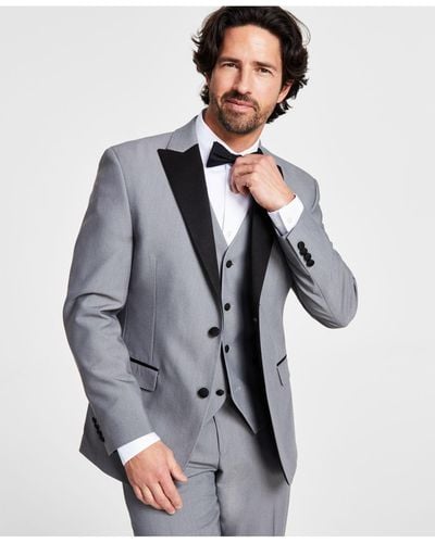 Alfani Slim-fit Contrast-trim Tuxedo Jacket, Created For Macy's - Gray