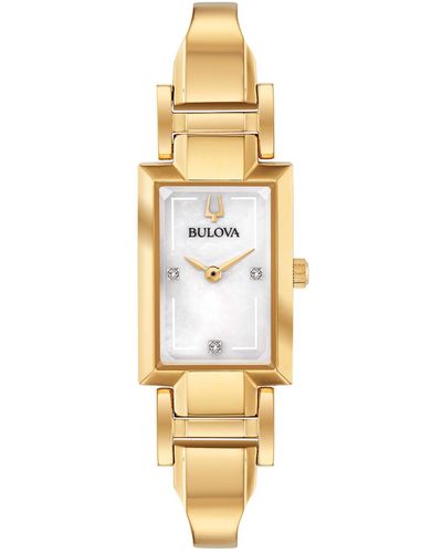 Bulova Diamond-accent -tone Stainless Steel Bangle Bracelet Watch 18x33mm - Metallic