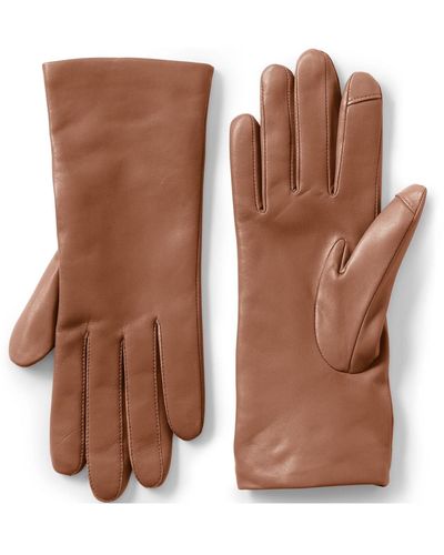 Lands' End Ez Touch Screen Cashmere Lined Leather Gloves - Brown