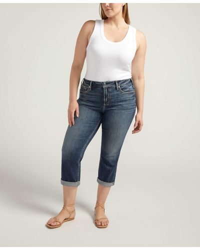 Silver Jeans Co. Plus Size Suki Mid Rise Curvy Fit Capri Jean - Blue