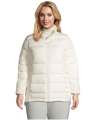 Lands' End Plus Size Down Puffer Jacket - White
