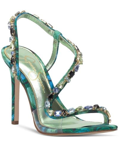 Jessica Simpson Jaycin Barely-there Rhinestone Evening Sandals - Green