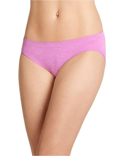 Jockey Smooth And Shine Seamfree Heathered Bikini Underwear 2186, Available In Extended Sizes - Pink