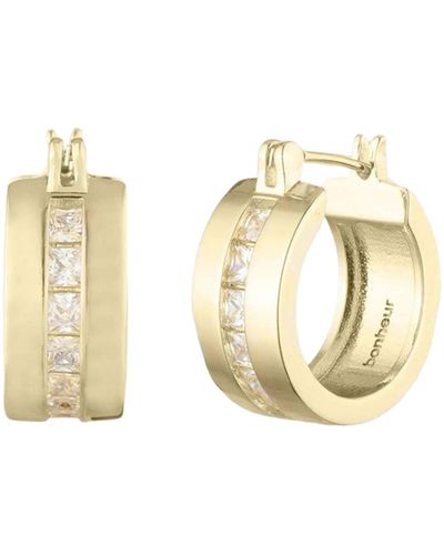 Bonheur Jewelry Livie Crystal Baguette Hoop Earrings - Metallic