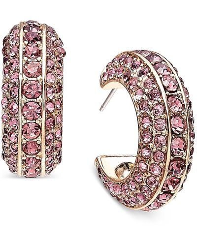INC International Concepts Gold-tone Crystal Hoop Earrings - Pink