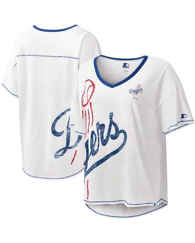 Starter Los Angeles Dodgers Perfect Game V-neck T-shirt - White