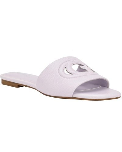 Guess Tashia Cutout Logo Slide Sandals - White