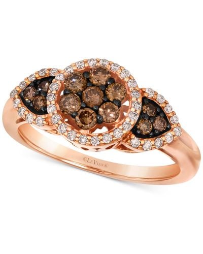 Le Vian ® Chocolate Diamond & Nude Diamond Halo Cluster Ring (5/8 Ct. T.w.) In 14k Rose Gold - Brown