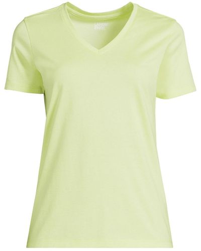 Lands' End Relaxed Supima Cotton Short Sleeve V-neck T-shirt - Yellow