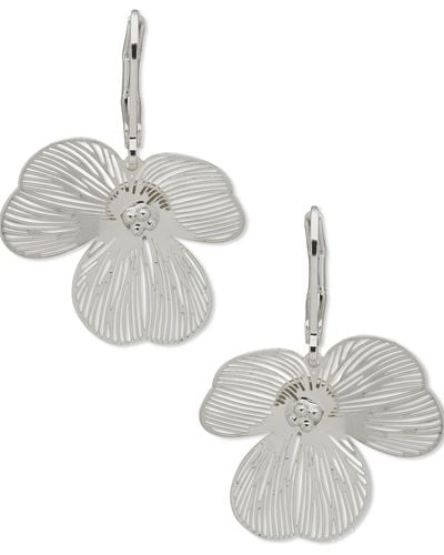 Lonna & Lilly Silver-tone Openwork Flower Drop Earrings - Metallic