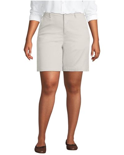 Lands' End Plus Size Classic 7" Chino Shorts - White