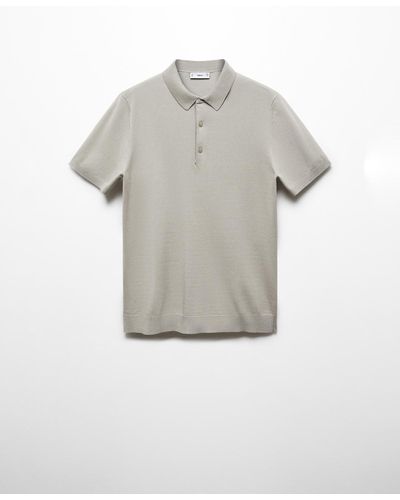 Mango Fine-knit Polo Shirt - Gray