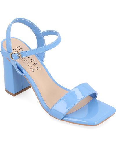 Journee Collection Tivona Tru Comfort Foam Wide Width Mid Heel Ankle Strap Sandals - Blue